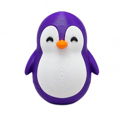 Image of Penguin Roly-Poly Toy, Wobble and Tumble Stress Relief Fidget, Fun Desk Toy for Kids and Adults (Royal purpal)