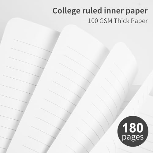 Image of Spiral Notebook - 7.24 inch x 10 inch College Ruled Journal with Inner Pockets and 180 Pages, PU Leather Cover Business Journal, Twin-Wire Binding Notebook Perfect for Office & Home School Supplies Black