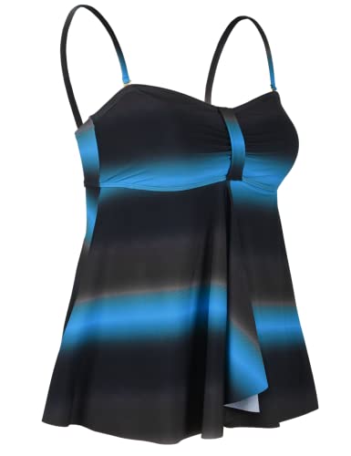 Image of Hilor Women's Flyaway Tankini Top Bandeau Swimsuit Flowy Bathing Suit Tummy Control Swimwear