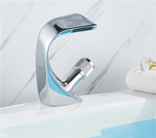 Robinet de lavabo noir et chrome pour eau chaude et froide - 2
