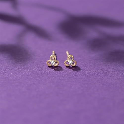 Image of CaratLane 9 KT Yellow Gold Minimal Bloom Diamond Stud Earrings for Women