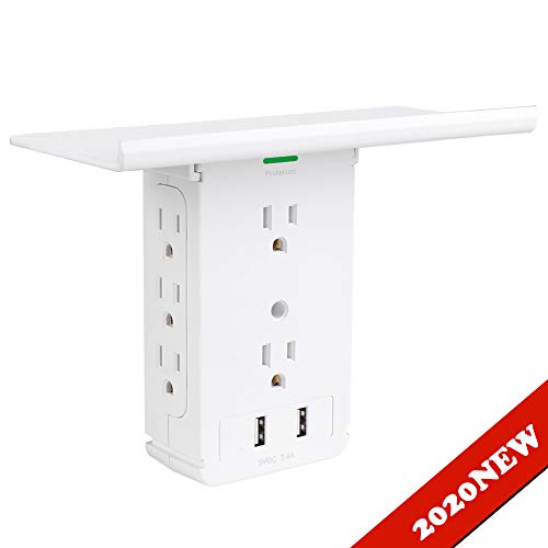 Socket Wall Shelf-CFMASTER 10 Port Surge Protector Wall Outlet, 8 Electrical Outlet Extenders