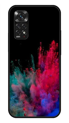 Image of NDCOM Back Cover for Redmi Note 11 Pro 5G (Glass and Black Silicone Multi-Coloured)