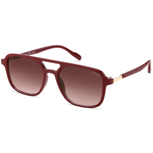 Image of SOJOS Retro Aviator Sunglasses Womens Mens,Trendy Rectangle Shades SJ2202 | Polit UV400 Protection Women Sun Glasses,Y2K Cute Thin Slim Frames,Daily Wear,Outdoor,Driving,Travel Beach Essentials