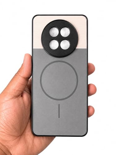 Image of Bintage Mac Safe Design Hard Slim Back Case | Soft Border Camera Protect | Dual PU Leather Finish Back Cover Compatible for Realme C65 5G / Realme 12x - White & Grey