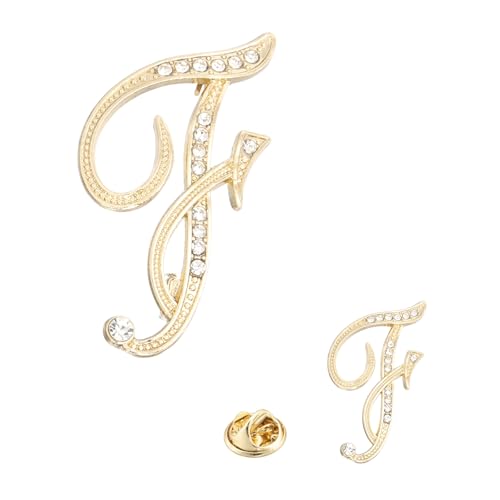 Image of PATIKIL Rhinestone Letter Brooch Pins, Initial Rhinestone Alphabet Letter Lapel Badges Pin for Women Men Suits Dress Coat