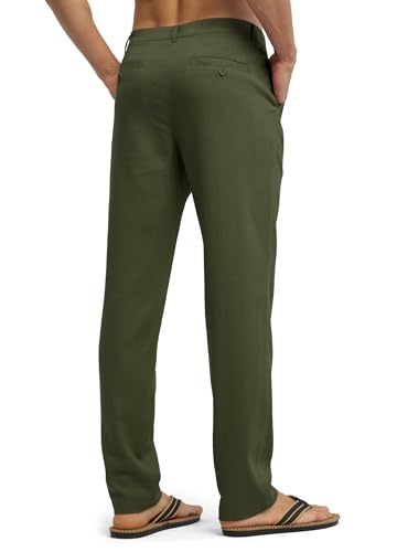 Image of Willit Men's Linen Pants Casual Linen Dress Pants Beach Summer Lightweight Trousers 28 inch 30 inch 32 inch