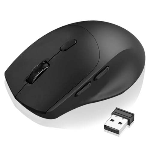 SHUNJINRUN 2.4G Silent Mouse, Equipped with Side Keys, Compatible with Chromebooks, laptops, Tablets, Ergonomic Computer mice, 1000/1600/2400DPI - Black