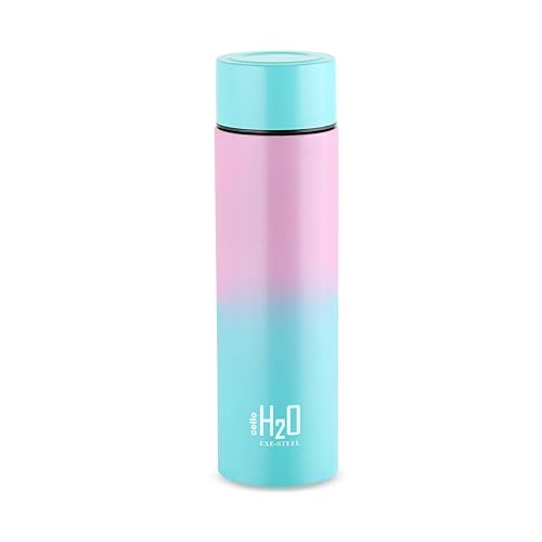Image of CELLO H2O Luma Stainless Steel Water Bottle For Office Use 1000 ml, Baby Pink Blue | Single Wall Freezer & Fridge Safe, Lightweight & Stylish Leakproof Rustproof Steel Water Bottle For Kids & Travel
