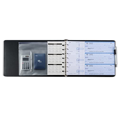 Inkline Executive 7 Ring Check Binder, Premium Pu Leather, 500 Check Capacity, For 9X13 Inch Sheets, With Calendar Organizer & Storage Pouch, Sleek Business Design, Premium Quality - Black (11713) #TOP2