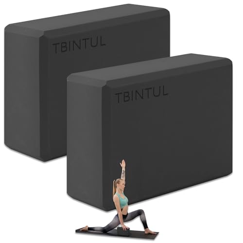 Tbintul 2 x Yoga Block, 23 x 15 x 7,5 cm, EVA für Damen und Herren aus, Schwarz