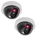 WALI Dummy Fake Security CCTV Dome Camera with Flashing Red LED Light (SDW-2), 2 Packs, White