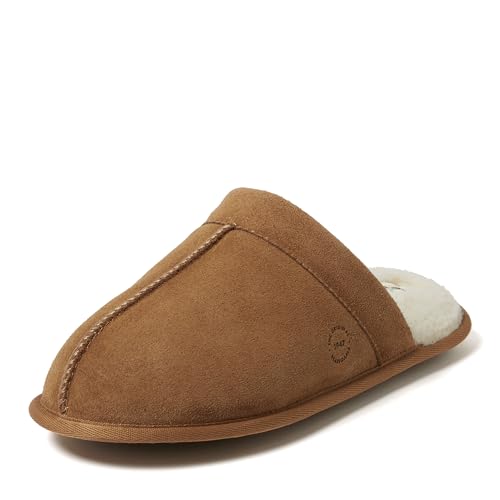 Dearfoams Mens Kirk Genuine Suede Scuff with Prayer Seam Chestnut 2 12