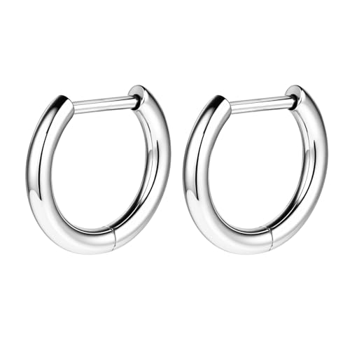 AOEDEJ G23 Titanium Silver Hoop Earrings 18G Small huggie hoop earrings 8mm/10mm/12mm Cartilage for Sensitive Ears for Multiple Piercing Cartilage Hoop Earring Stack Jewelry