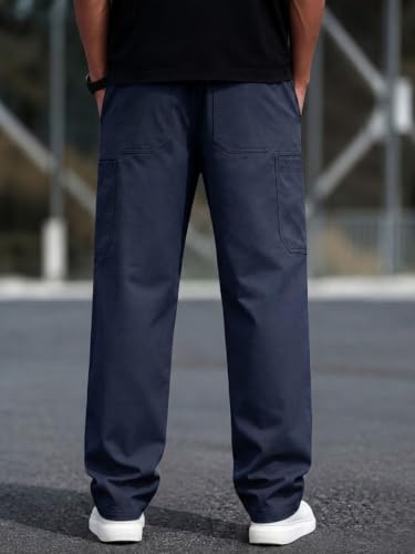 Image of Cargo for Men | Cotton Cargo Pant | Lower for man | Elastic Drawstring Waist Straight Fit Bottoms | Comfortable Breathable Cargos for Casual, Office Wear