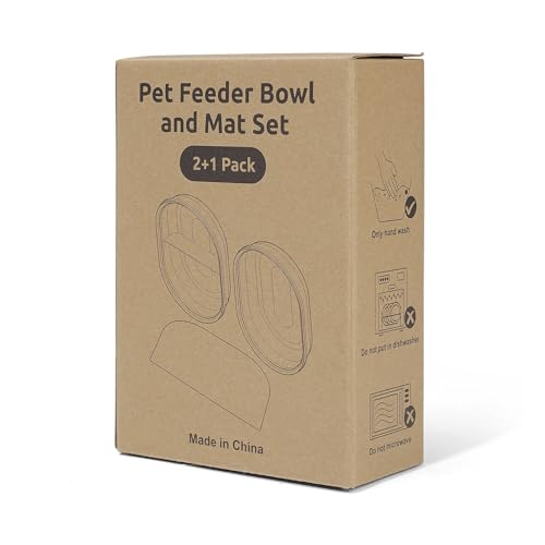 Feriva Matte und Napf im Set für Mikrochip-Futterautomaten, 1 Einzelne Schale, 1 Geteilte Schale, und 1 Matte, Anzug für Nass und Trockenfutter, Lebensmittel frisch halten, Leicht zu Reinigen