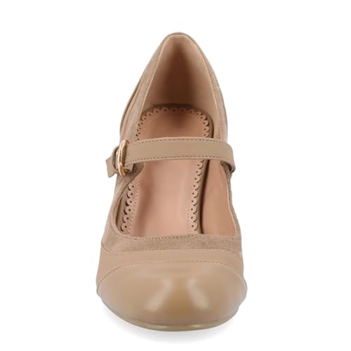 Agodor Women's Chunky Heel Mary Jane Lolita Platform Shoes Suede Round Toe Block Heel Pumps3