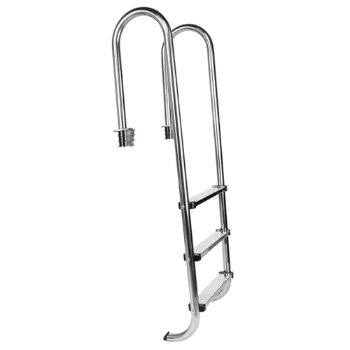 Escalera para piscina de acero inoxidable 3 peldaños antideslizante miniatura 1