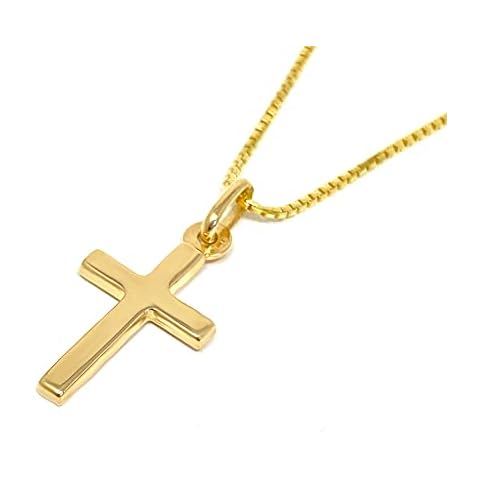 Ladies Delicate 9ct Gold Hallmarked Cross Pendant on a 46cm Necklace Cover