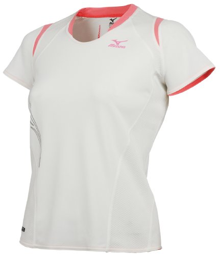 T-Shirt Mizuno Course Aero Femme Anti Transpiration Blanc Rose XL