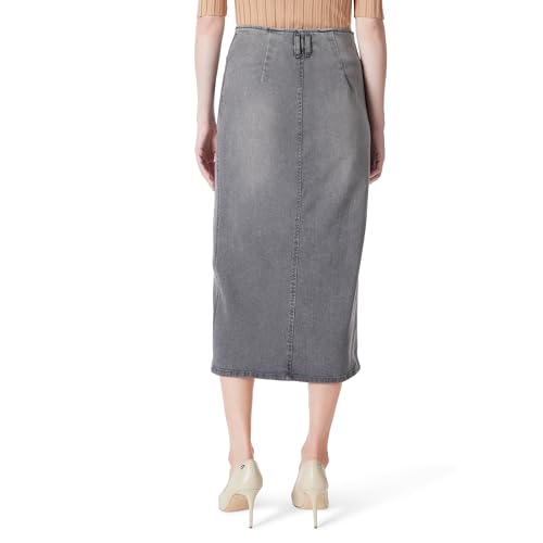 DEE OCLEPPO Women's Millie Zipper Front Denim Skirt with Center Slit Standard3