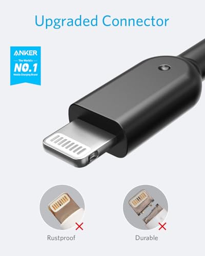 Image of Anker Powerline II Lightning Cable,Apple MFi Certified,USB Charging /Sync Lightning Cord Compatible with iPhone 11 Series /SE /Xs /XR,and More(6FT,Black)