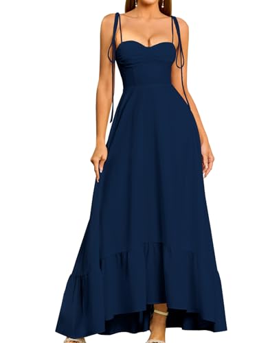 Image of GLNEGE Women's Summer Corset Wedding Guest Maxi Dress Spaghetti Strap Ruffle Formal Dresses Flowy A Line Tea Party Sundress