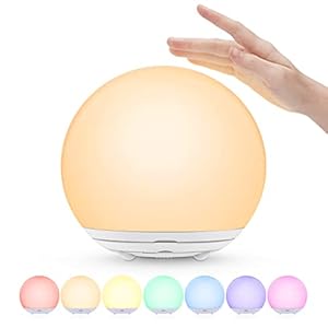 Veilleuse Enfant,Lampe de Chevet Rechargeable USB,Veilleuse Bébé avec Lumière Chaude Dimmable Progressive&Lumière de 7 Couleurs,Tactile&Interrupteur et Minuterie pour Chambre,Cadeau