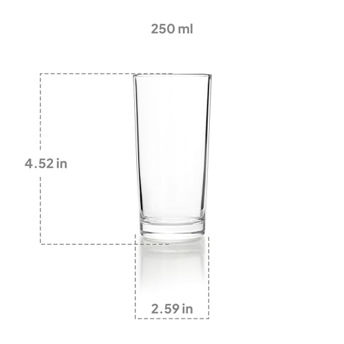 Image of CELLO Liberty Hi-Ball Glass Set of 6 Pcs 250ml, Transparent | Freezer & Fridge Safe, Leadfree Dishwasher Safe Toughened Crystal Clear Glasses Set for Drinking Water Juice Milk Cocktail Mocktail Soda
