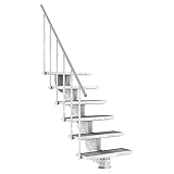 Außentreppe DOLLE Gardenstep mit 6 Stufen (Geschosshöhe: 111-135 cm) │ 80 cm Stufenbreite │ Stufenauflage Gitterrost │ mit Steiggeländer