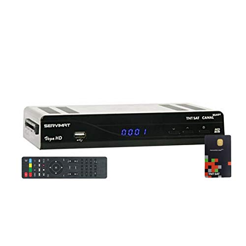 Servimat Vega Récepteur Satellite HD + Carte TNTSAT Astra 12 V/220 V Noir