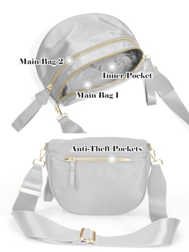 Image of Pure Colour Crossbody Bag Bum Bag for Women,Spacious Purse Fanny Packs Belt Bag,Oversized Bum Bag (Colour Bum Bag-Light Grey)