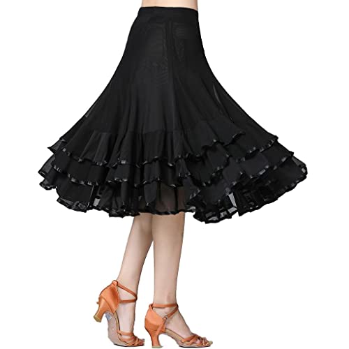 Jupe de danse latine mi-longue avec un look fluide en polyester