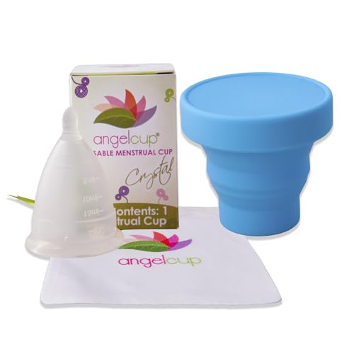Angelcup® Crystal Large Menstrual Cup and Sterilizer Pack (Blue)