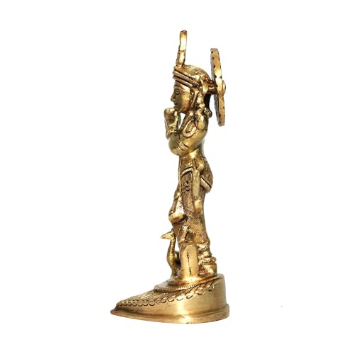 Image of Brass Lord Krishna Statue | Height - 16 CM Approx | Weight - 580 Gram Approx | Feng Shui | Vastu Shastra Remedy | Krishna Idol Small | Kanha Ji | Showpiece