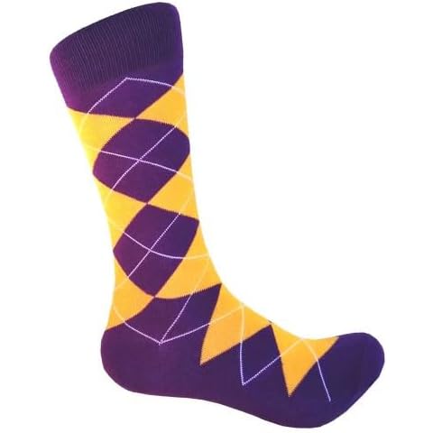 Triple M Plus Mens Gold Yellow/Purple Argyle Socks… Cover