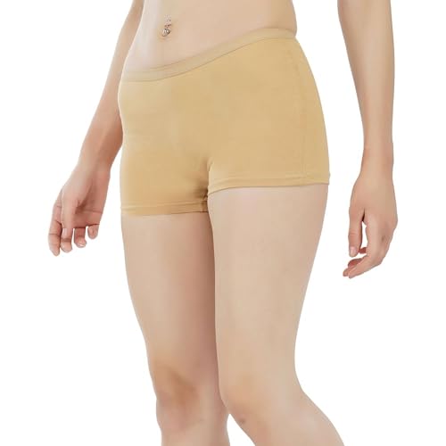 Image of AQUAZZURA Pure Cotton Seamless Plain Solid Boyshort Panties for Women Underwear Briefs Low-Waist Boyshorts Stylish Undergarments | Multicolor Boy Shorts for Girls, Pack of 5