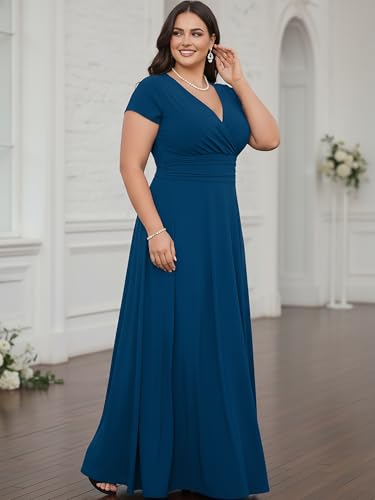 Image of KOH KOH Womens Sexy Cap Short Sleeve V-Neck Flowy Cocktail Gown