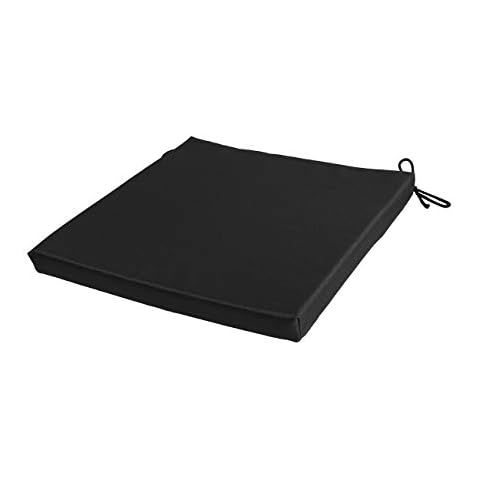 Waterproof Patio Chair Cushion with Seat Ties - Indoor and Outdoor Furniture Seating - Water-Resistant Polyester - Kitchen Dining, Lawn & Garden, Coffee Shop Use - 36 x 36 cm - Black Cover
