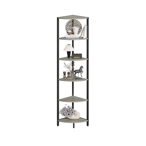 IRCPEN Meuble d'angle Debout 6 Niveaux Bibliothèque Bois Etagere Angle Meuble De Rangement Rayonnage pour Cuisine Salle De Bains Salon Bureau Gris chêne...