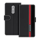 UOGNADGD Leather Phone Case Compatible with ZTE Axon 7 Mini Flip Wallet Cover with Magnetic Closure, Kickstand & Card Holders, Shockproof Protection (Black)