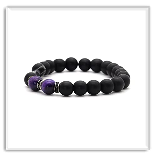 Image of Xusamss Fashion 8MM Matte Agate Beads Bracelet Cross Elastic Bracelet,7 1 /2 Wrist