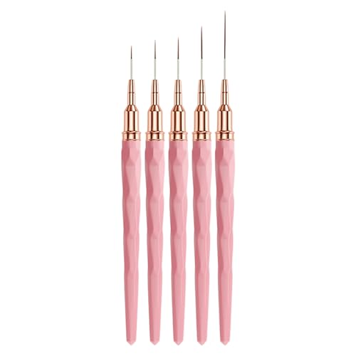 Pinceles de diseño de uñas – Juego de 5 piezas de pintura de punta fina, kit de herramientas de arte de delineador, cepillos de pelo de nailon con mango ABS, accesorios de manicura de precisión