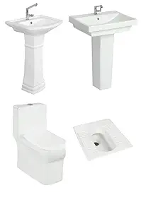 Western Toilet Floor And Indian Toilet Floor With Standing Wash Basin (Pack of 4)|Sanitary Ware (248-Sanitary Ware 4)