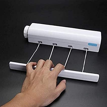 Image of Automatic Clothes Line Flexible Cloth Drying Rope Retractable Clothesline Foldable Wall Mount Hanger Telescopic Indoor Outdoor Rack for Heavy Duty Hotels Terraces (Pack of 1 pcs)