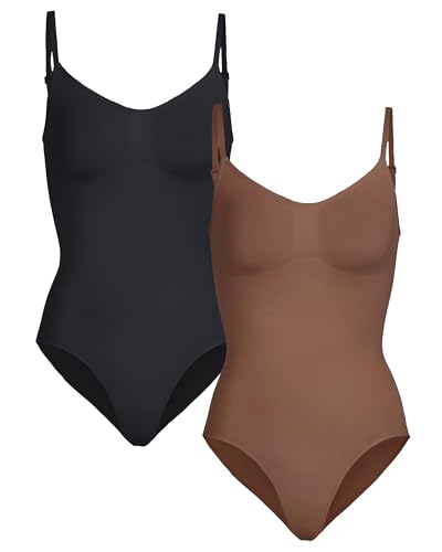 EUYZOU 2pk Shapewear Bodysuit for Women Tummy Control Seamless Sculpting