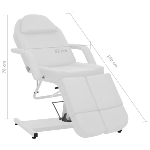 CUMYZO Beauty Treatment Chair Faux Leather White 70.9"x24.4"x30.7" Health & Beauty,Personal Care,Massage & Relaxation,Massage Chairs - Image 8