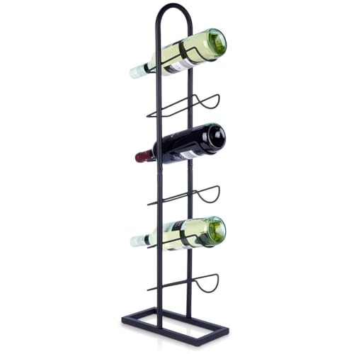Vilde Weinregal Flaschenständer Weinhalter Flaschenregal Weinflaschenhalter aus Metall für 6 Flaschen schwarz 27x13x84,5 cm