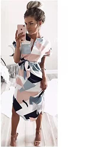 Quenny Geometric Square Print Skirt, Generous Women's Dress3