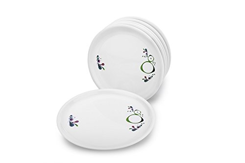 Image of Signoraware Drop Scapes Plastic Round Full Plate Set, 27cm, Set of 6, White